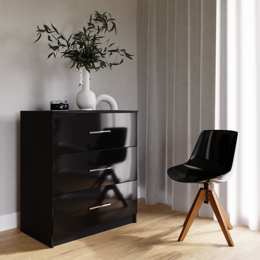 Chest Of Drawers MARSYLIA Black Gloss