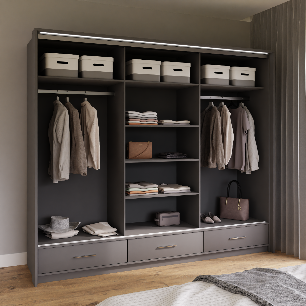 Sliding Wardrobe MARSYLIA 255 Graphite
