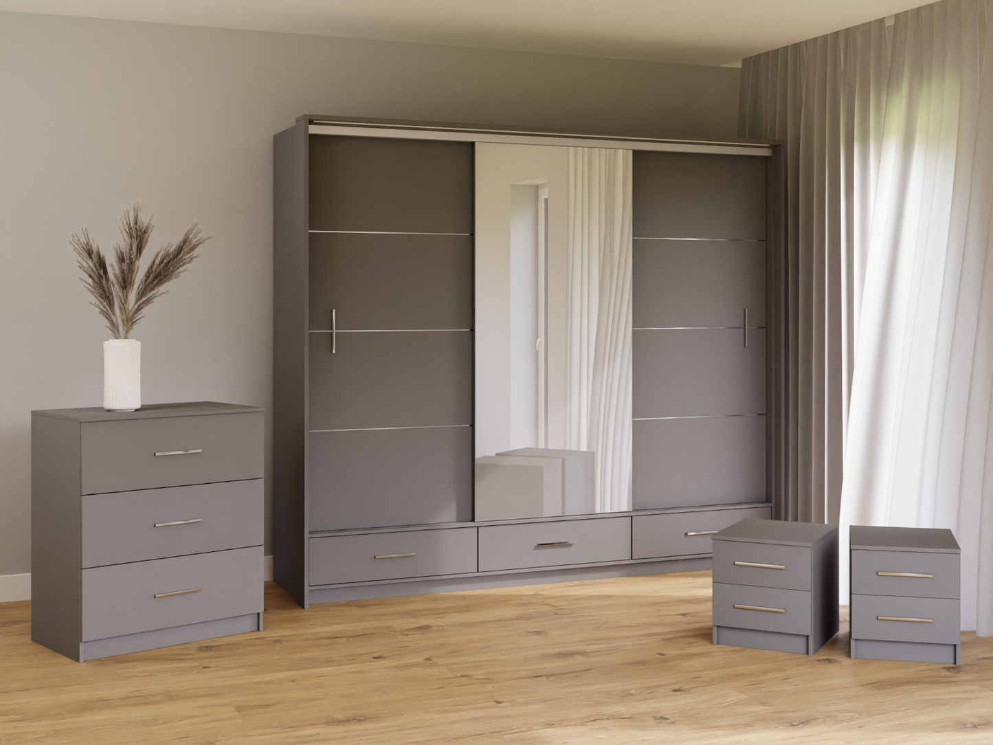 Sliding Wardrobe MARSYLIA 255 Graphite