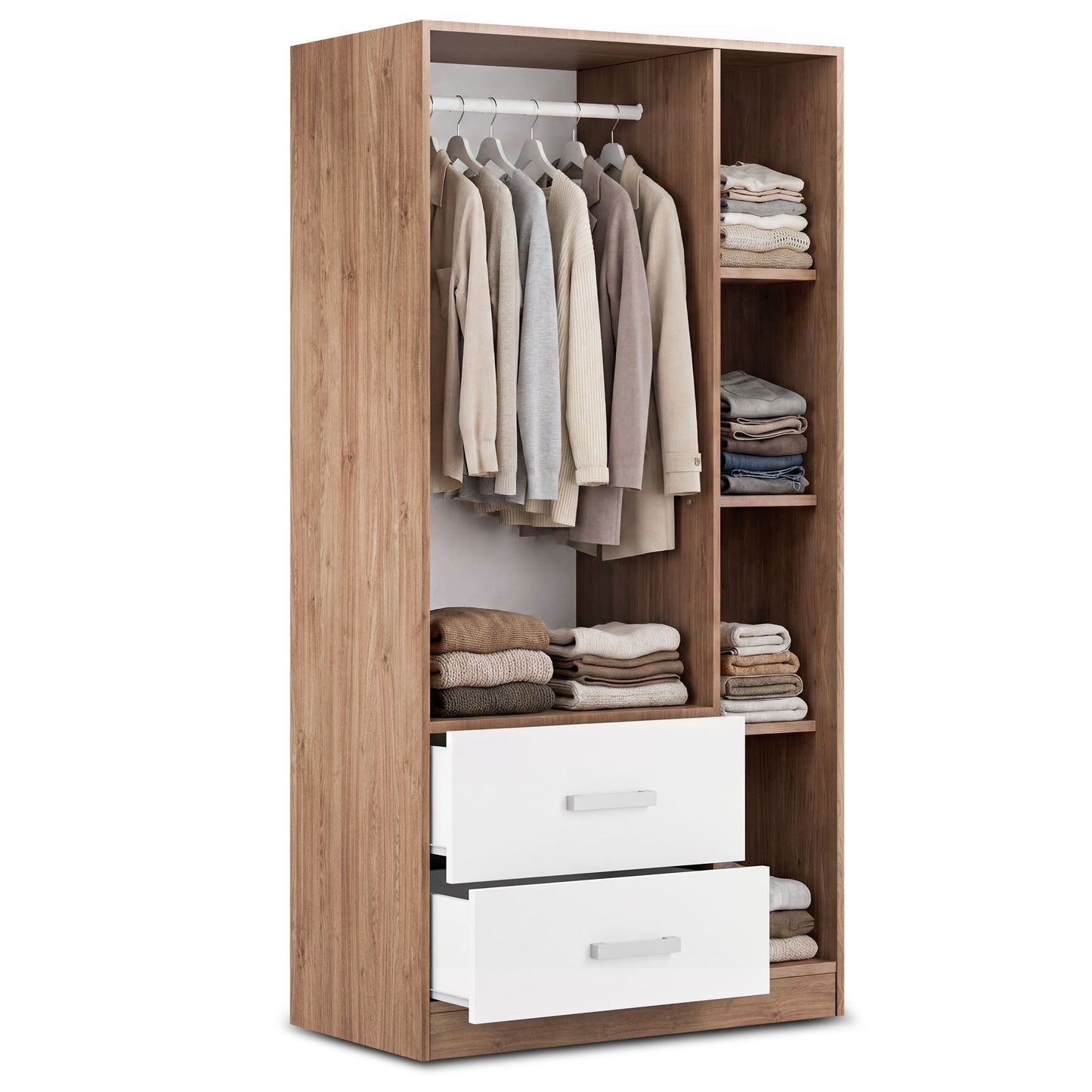 Wardrobe Oakridge DF-CF304WR-3DR2D-90 - White / Oak