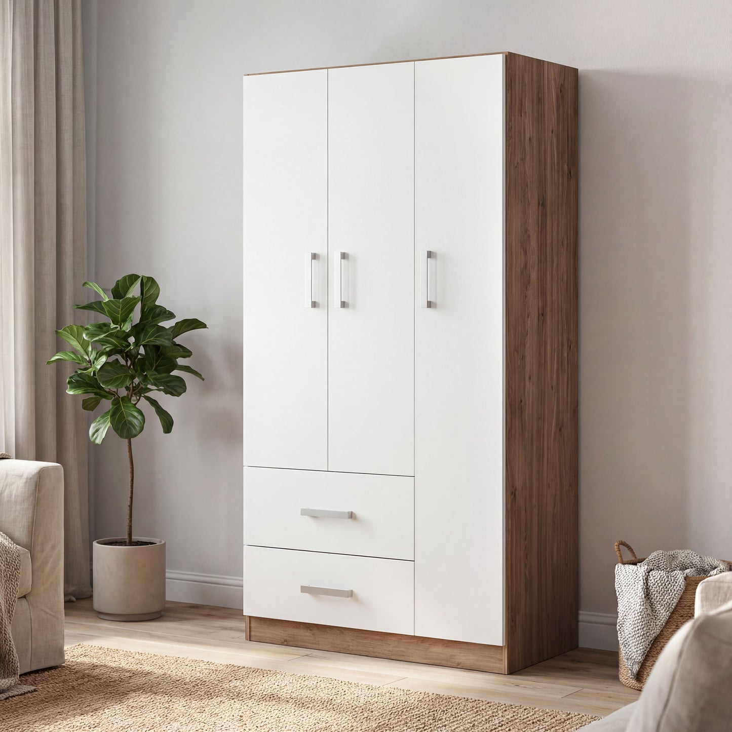 Wardrobe Oakridge DF-CF304WR-3DR2D-90 - White / Oak