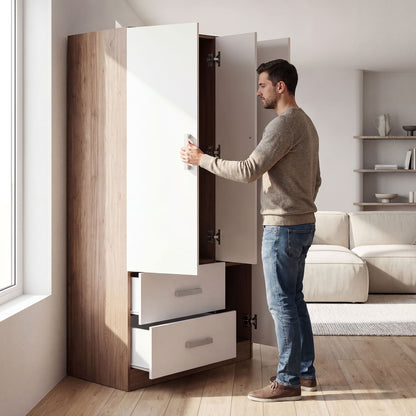 Wardrobe Oakridge DF-CF304WR-3DR2D-90 - White / Oak