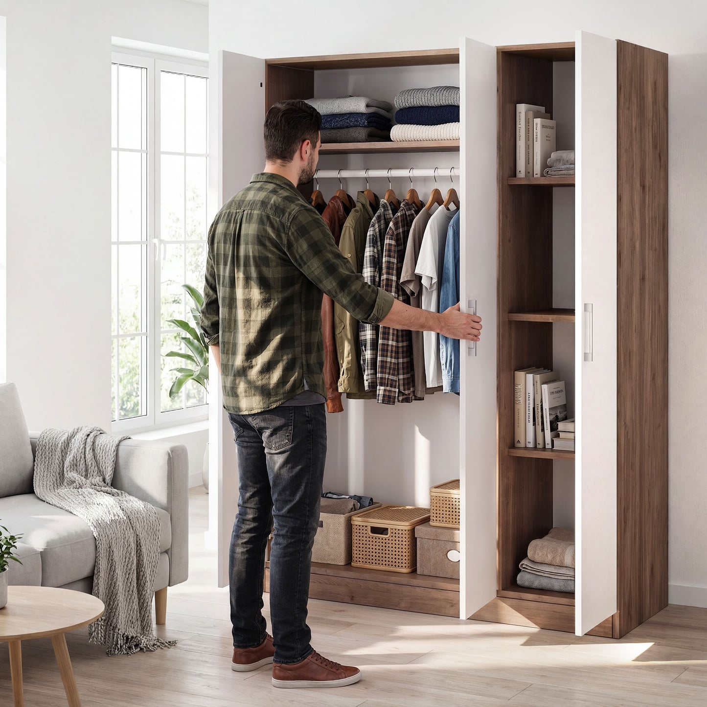 Wardrobe Oakridge DF-CF305WR-3DR-120 - White / Oak
