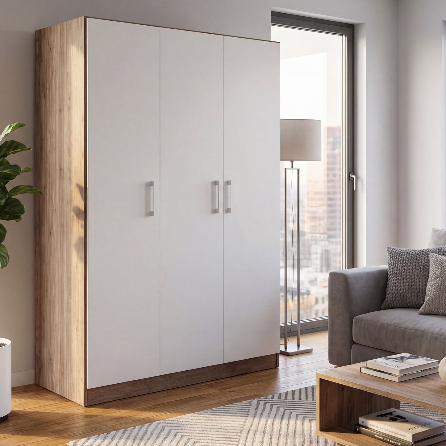 Wardrobe Oakridge DF-CF305WR-3DR-120 - White / Oak