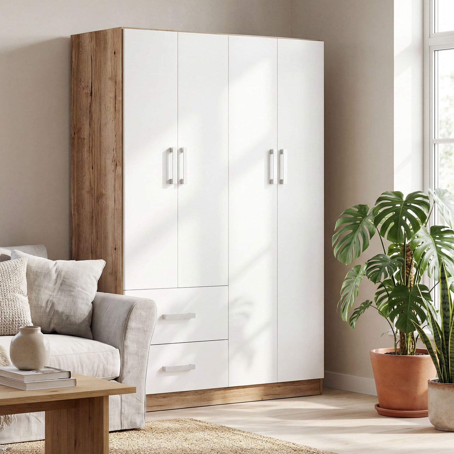 Wardrobe Oakridge DF-CF306WR-4DR2D-120 - White / Oak