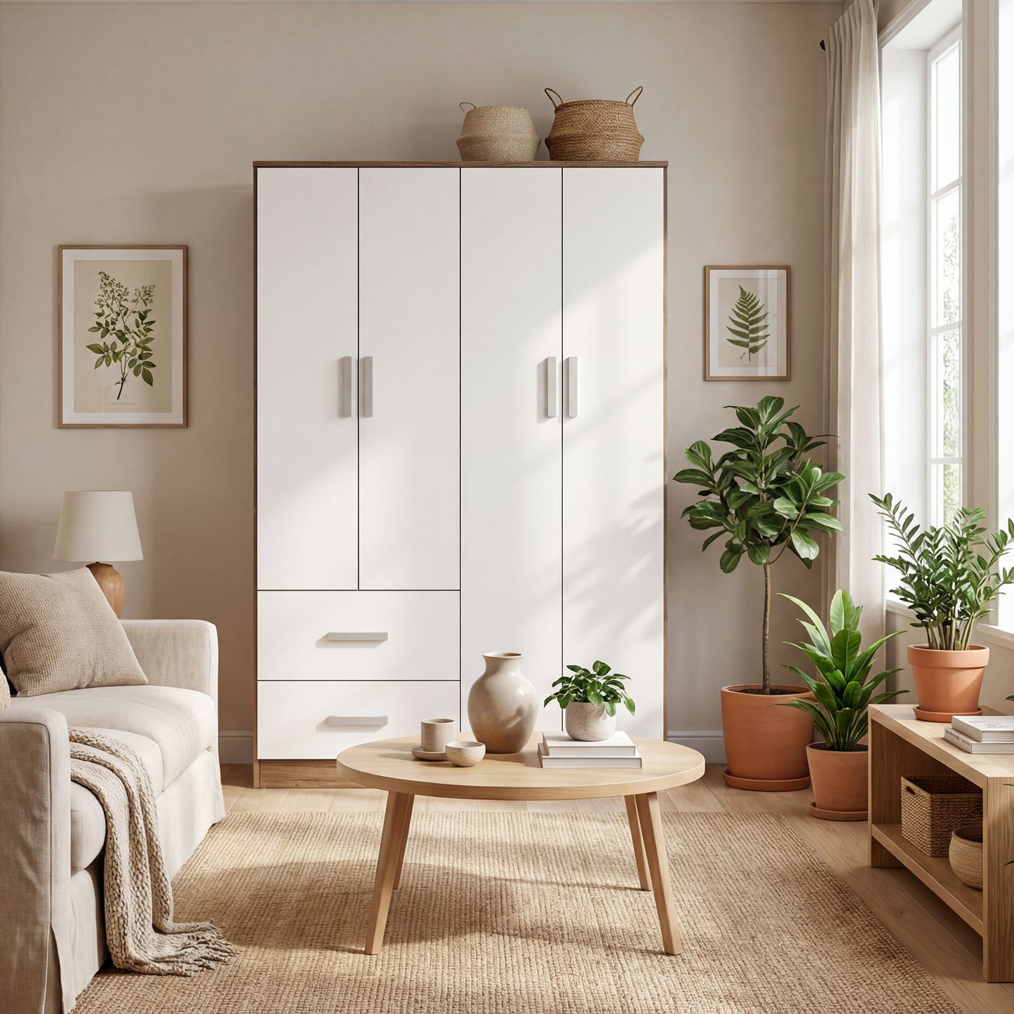 Wardrobe Oakridge DF-CF306WR-4DR2D-120 - White / Oak