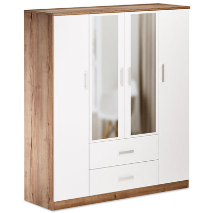 Wardrobe Oakridge DF-CF307WR-4DRM2D-160 Mirror - White / Oak