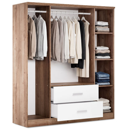 Wardrobe Oakridge DF-CF307WR-4DRM2D-160 Mirror - White / Oak