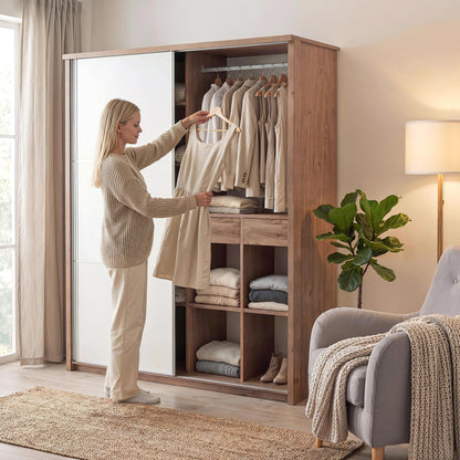 Sliding wardrobe Oakridge DF-CF309SWR-2DR-160 - White / Oak