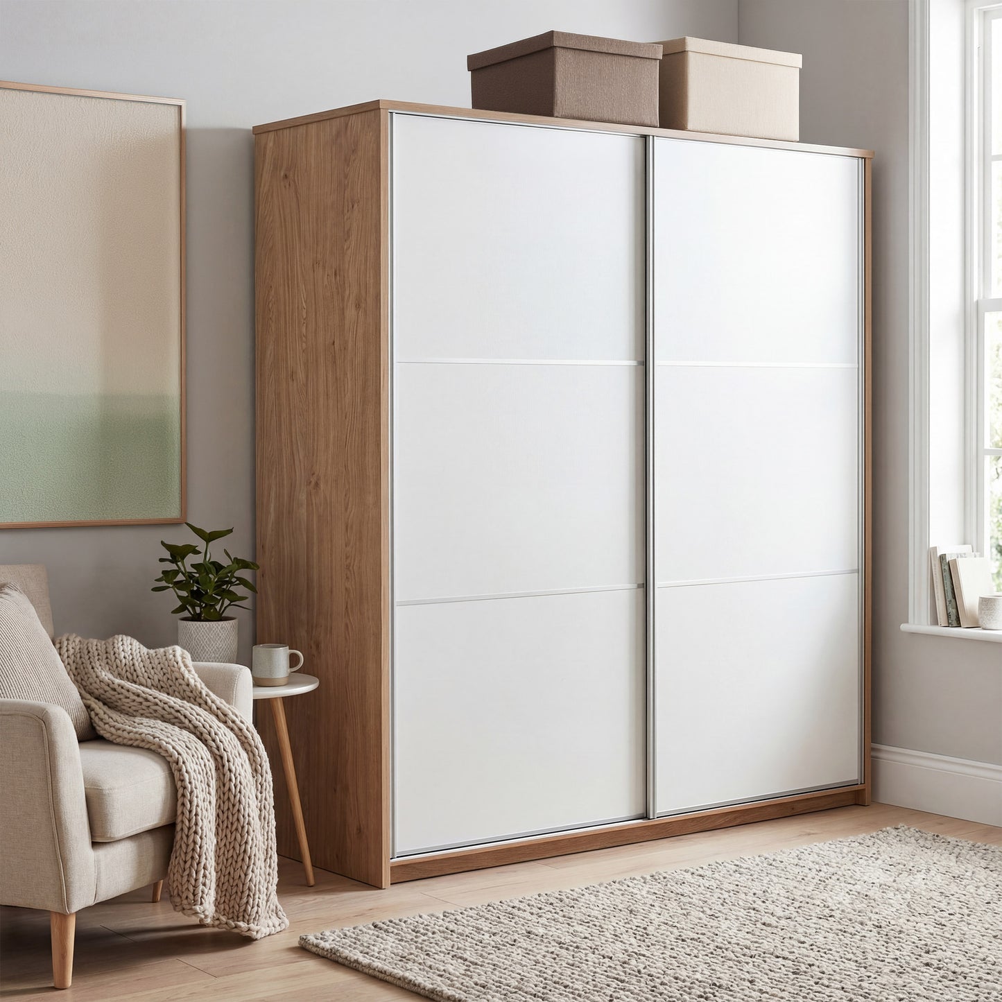 Sliding wardrobe Oakridge DF-CF310SWR-2DR-180 - White / Oak