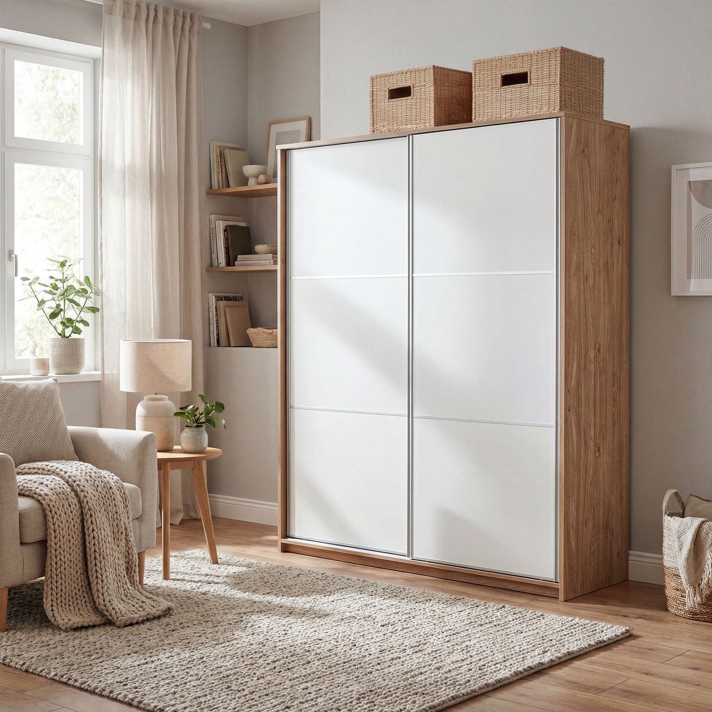 Sliding wardrobe Oakridge DF-CF310SWR-2DR-180 - White / Oak