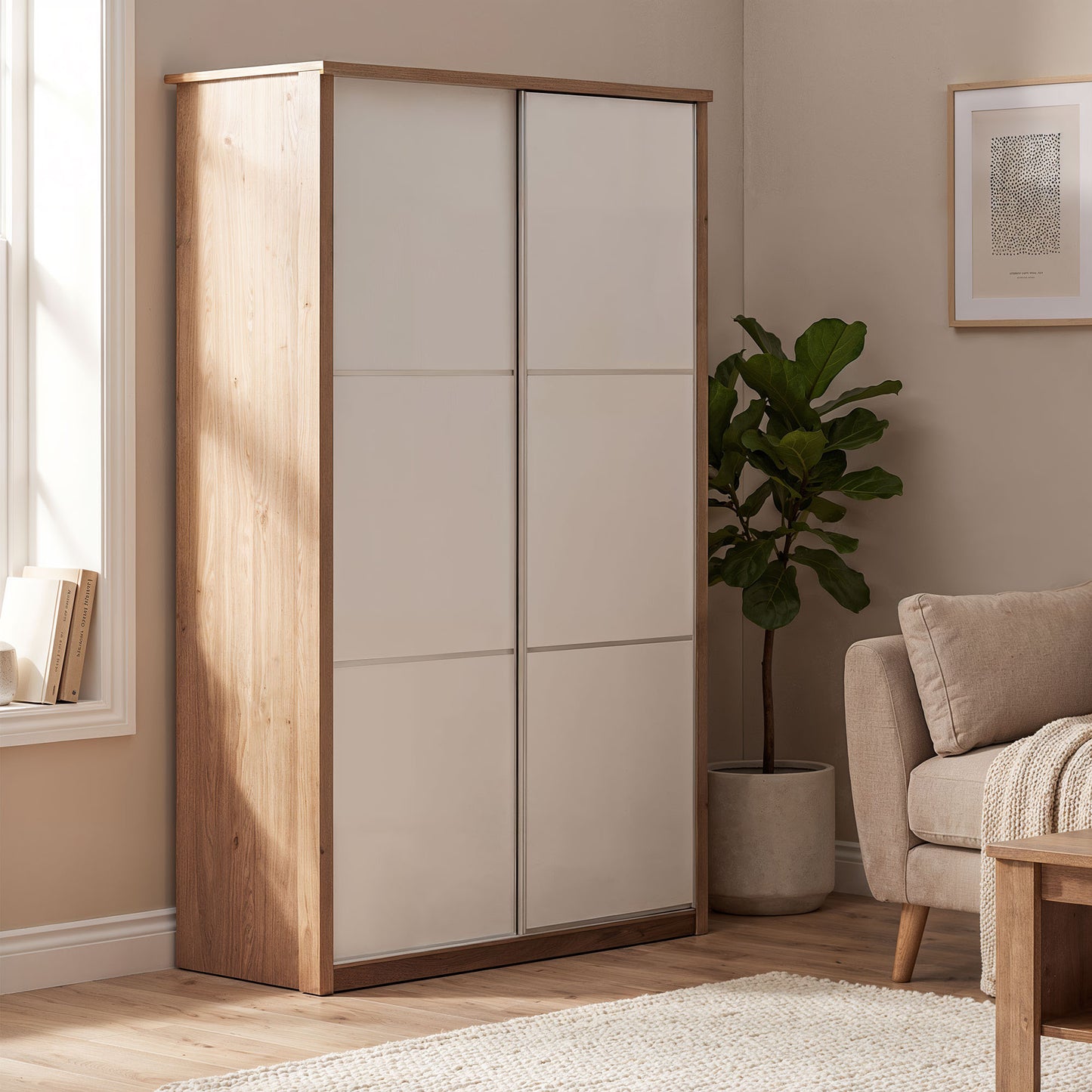 Sliding wardrobe Oakridge DF-CF308SWR-2DR-120 - White / Oak
