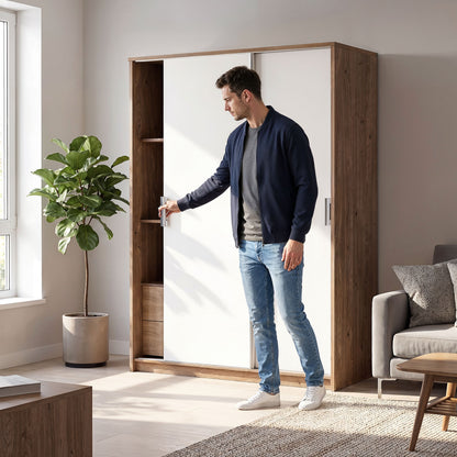 Sliding wardrobe Oakridge DF-CF311SWR-2DR-180 - White / Oak