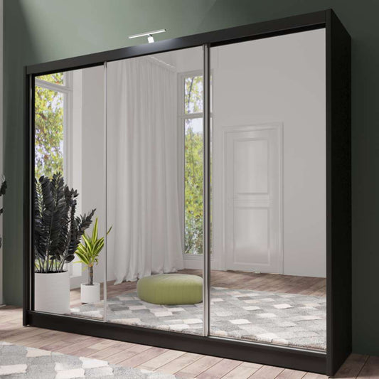 PARIS LUX 250cm Sliding Door Wardrobe Black