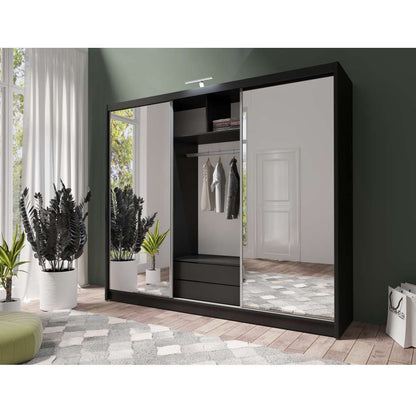PARIS LUX 250cm Sliding Door Wardrobe Black