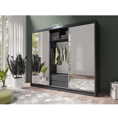 PARIS LUX 250cm Sliding Door Wardrobe Graphite