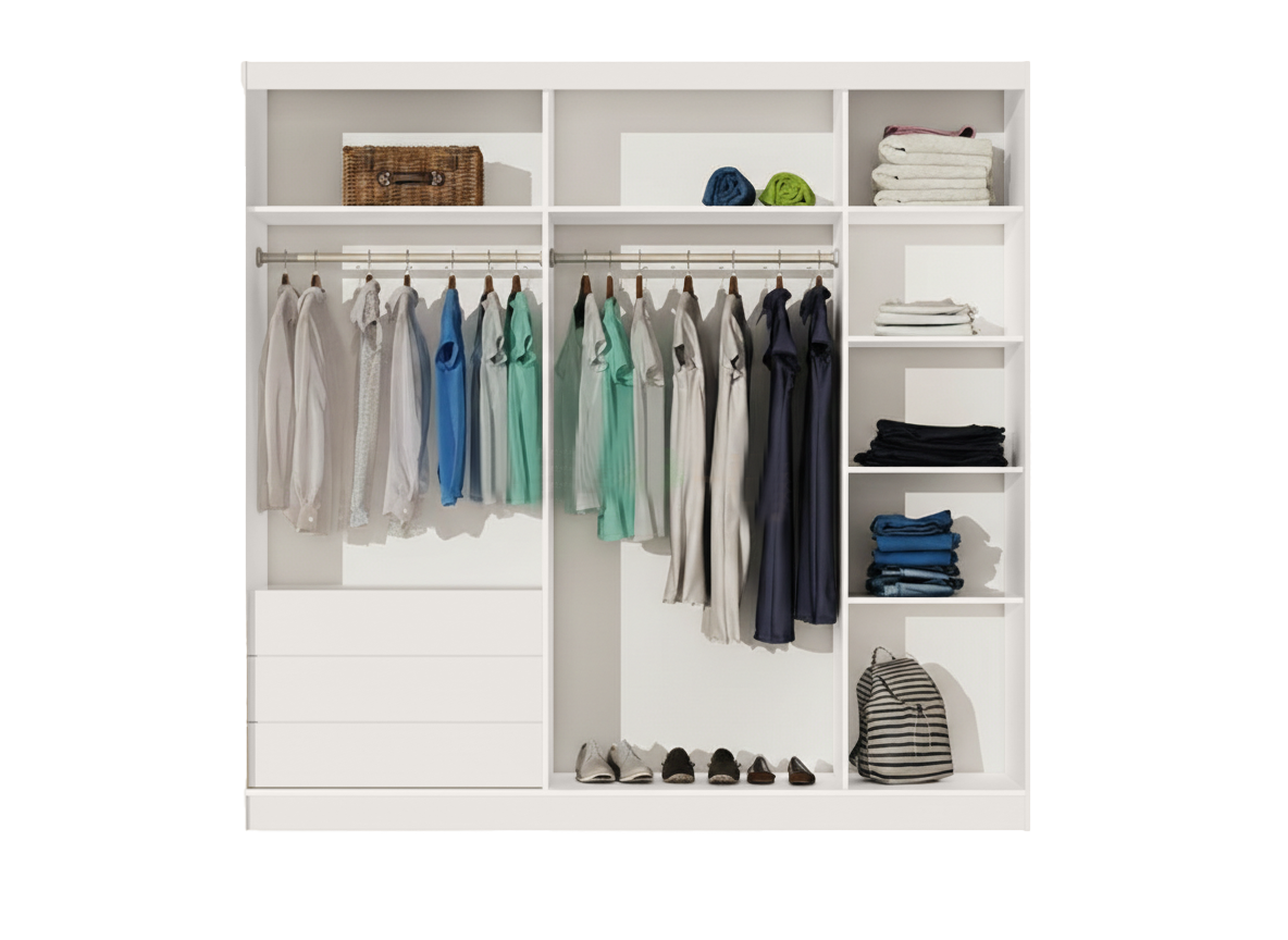 Wardrobe MANHATAN 226 Cashmere / Black Glass Stripe