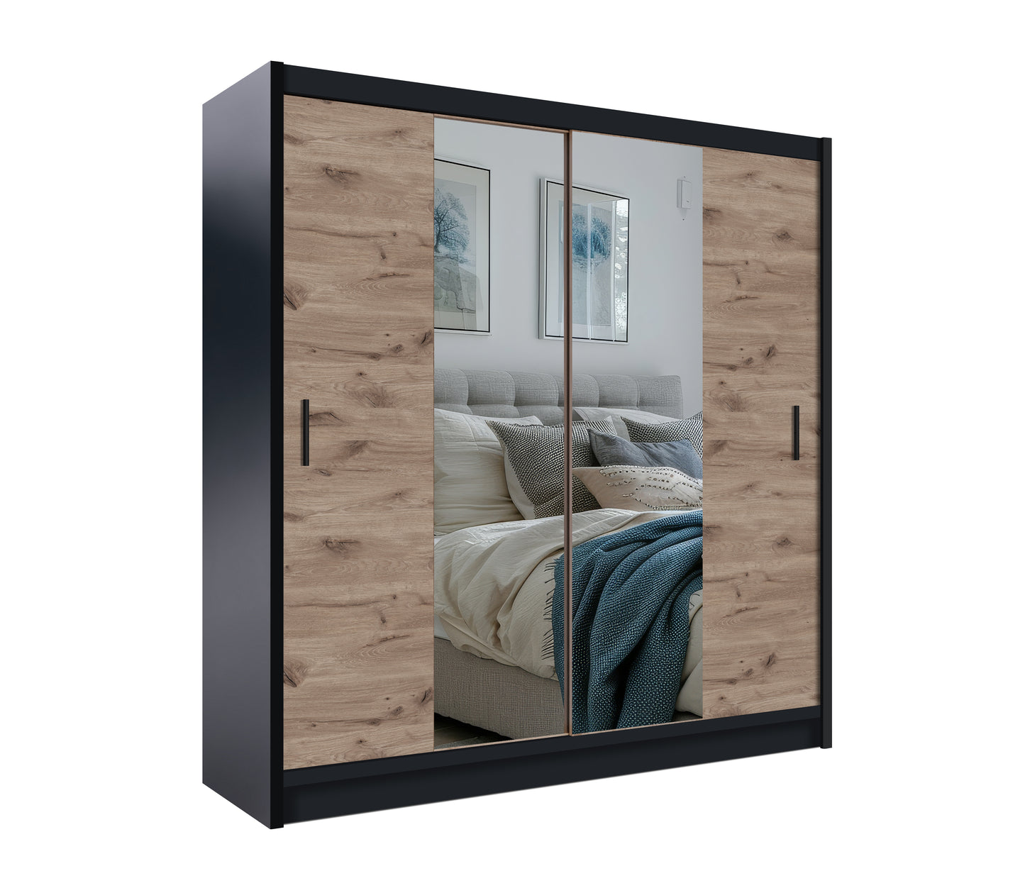 Wardrobe LIZBONA 2 203 Black / Oak Viking