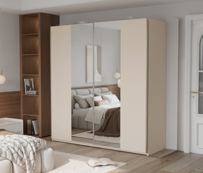 PRAGA 200 Wardrobe Sand Beige/Mirror
