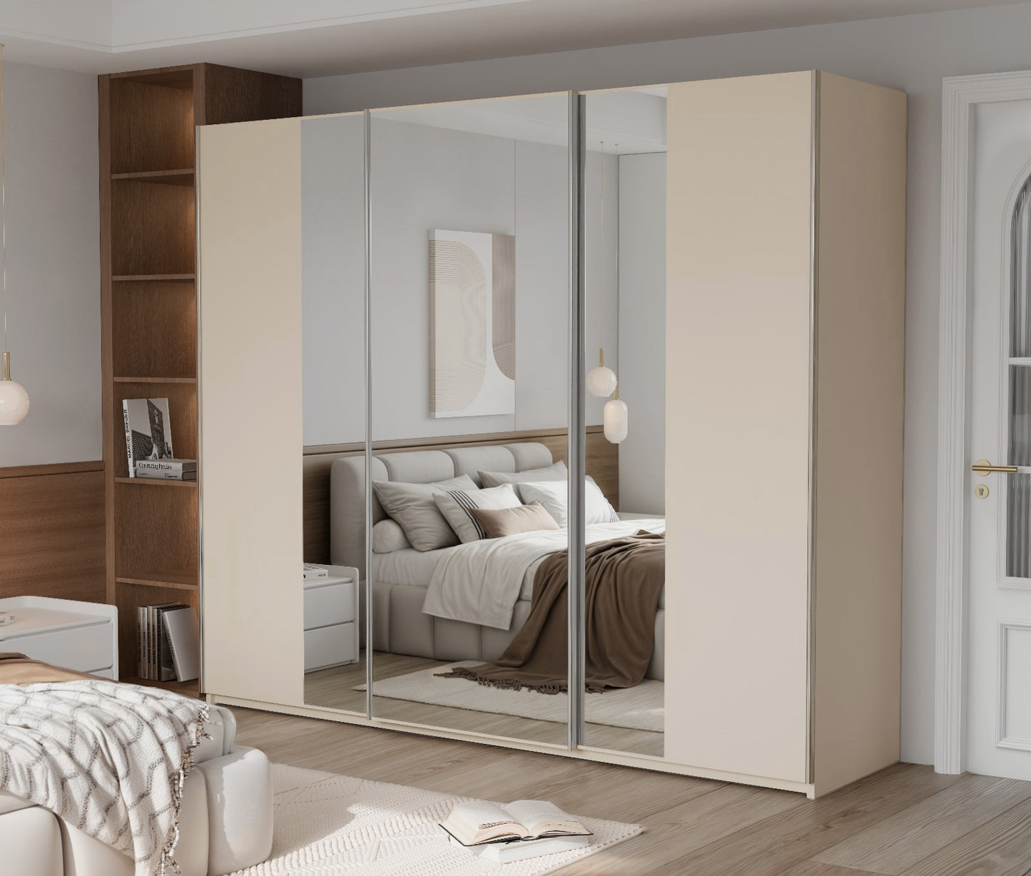 PRAGA 250 Wardrobe Sand Beige/Mirror